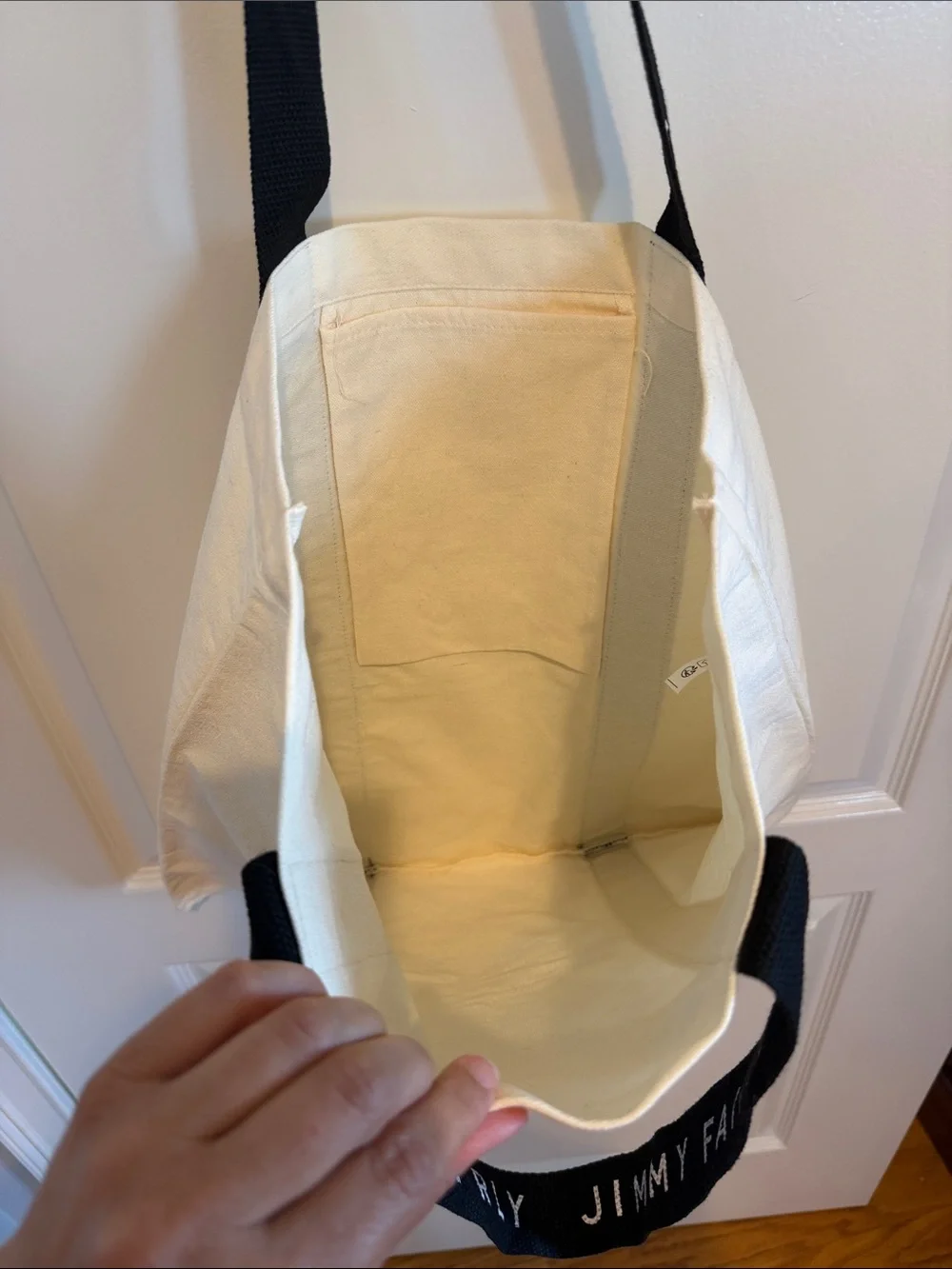 Jimmy Fairly Cream Tote Bag with Black Logo Straps